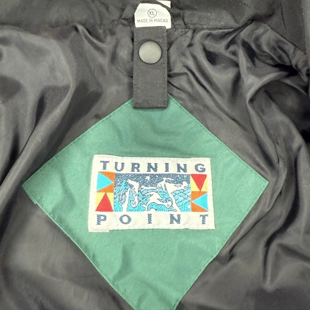 Vintage Teal and Black Caterpillar Windbreaker